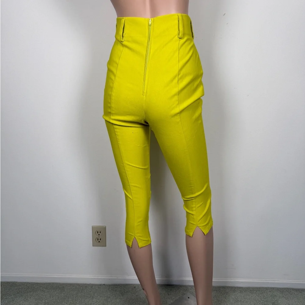 Pinup Couture Tracy Lords Lime Green Capris - Picture 3 of 4